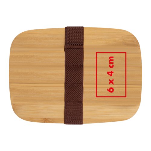 Porta pranzo in bambù con elastico marrone.