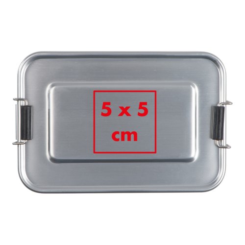 Portapranzo in alluminio argentato con chiusure a cerniera.