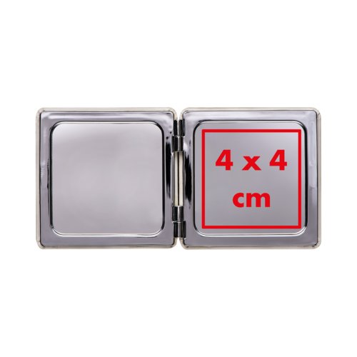 Specchio d'ingrandimento quadrato in metallo apribile.