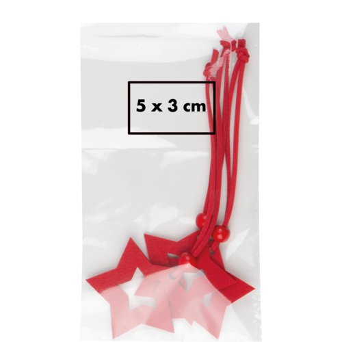 Set di ornamenti a stella in feltro rosso con cordino.